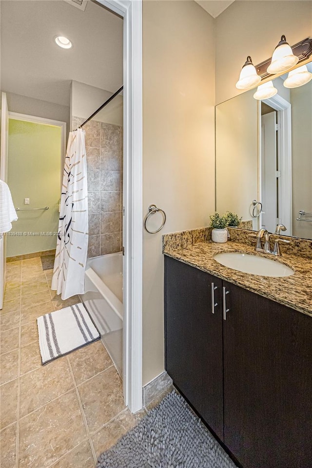 10608 NW 36th St, Coral Springs, FL 33065 - bathroom featuring vanity, tile patterned flooring, and shower / tub combo