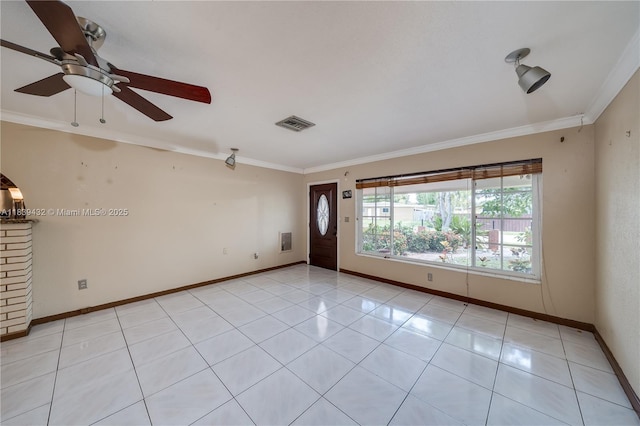 7140 Fillmore St, Hollywood, FL 33024 - unfurnished room featuring ornamental molding, a ceiling fan, and light tile patterned floors
