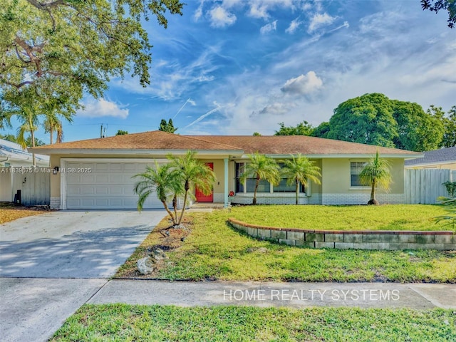 2359 Gabriel Ln, West Palm Beach, FL 33406 - ranch-style home featuring concrete driveway, an attached garage, and brick siding
