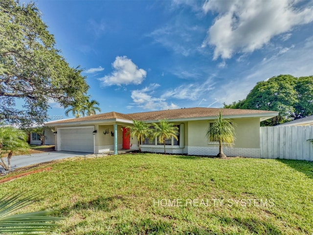 2359 Gabriel Ln, West Palm Beach, FL 33406 - ranch-style house with concrete driveway, an attached garage, stucco siding, and brick siding