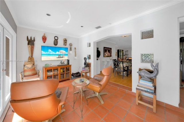 2665 SW 17th Ave, Miami, FL 33133 - tiled living room featuring crown molding