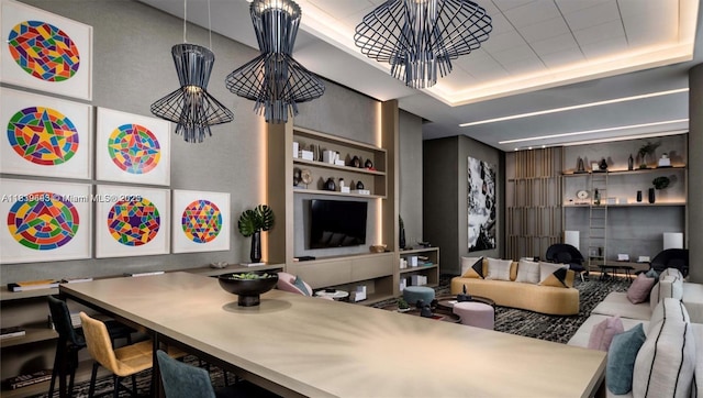 4010 S Ocean Dr Unit T4105, Hollywood, FL 33019 - living room featuring a chandelier and built in shelves