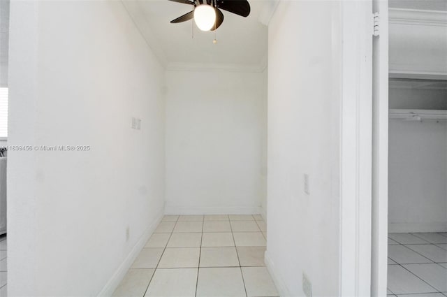350 75th St Unit 201, Miami Beach, FL 33141 - empty room with ceiling fan, tile patterned floors, and ornamental molding