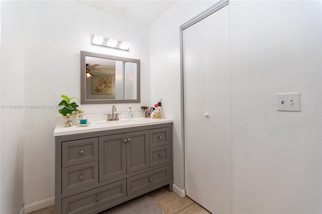 906 Cardinal Pl, Homestead, FL 33035 - bathroom featuring vanity, ceiling fan, and tile patterned flooring