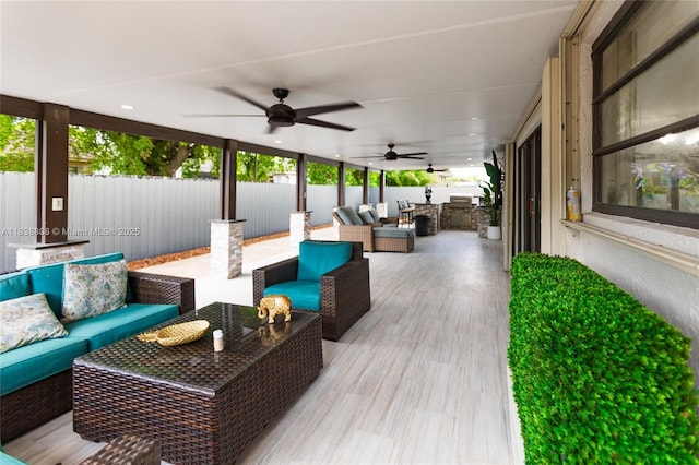 906 Cardinal Pl, Homestead, FL 33035 - wooden terrace with outdoor lounge area and a ceiling fan