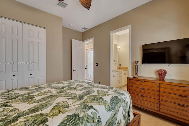 19252 N Hibiscus St, Weston, FL 33332 - bedroom with a closet, light tile patterned floors, and ensuite bath