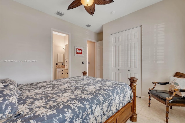 19252 N Hibiscus St, Weston, FL 33332 - bedroom with a closet, light tile patterned floors, and a ceiling fan