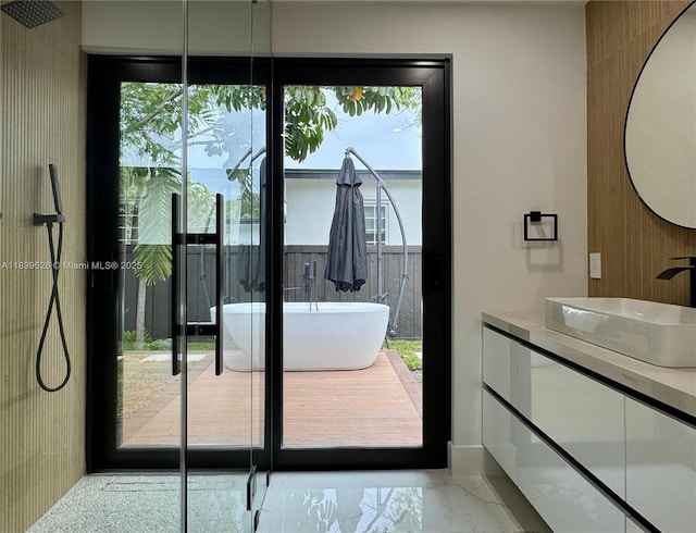 641 Nightingale Ave, Miami Springs, FL 33166 - entryway featuring a sink and marble finish flooring
