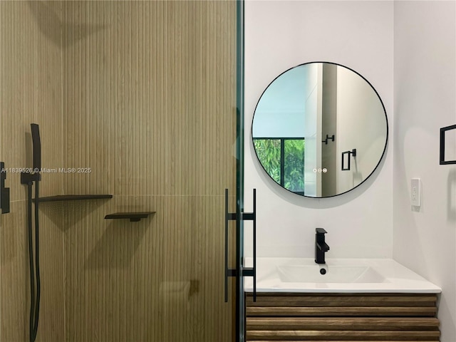 641 Nightingale Ave, Miami Springs, FL 33166 - bathroom with vanity and a shower stall
