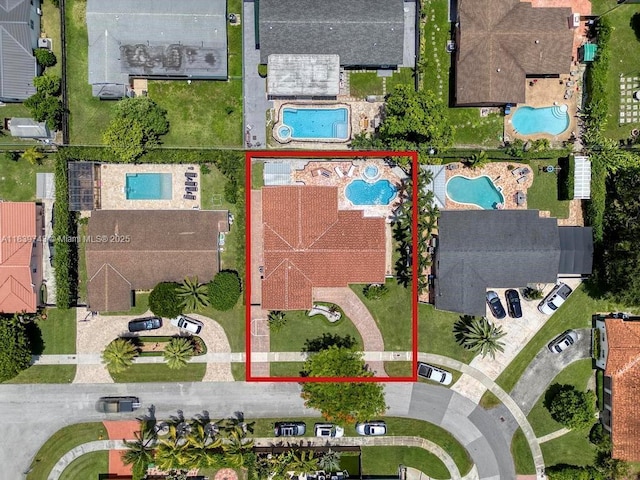 9031 SW 66th Ter, Miami, FL 33173 - aerial view of property's location with a pool area and property parcel outlined