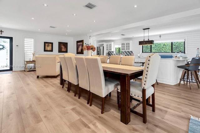 9031 SW 66th Ter, Miami, FL 33173 - dining room featuring light wood-style flooring, recessed lighting, and ornamental molding