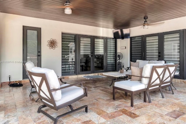 9031 SW 66th Ter, Miami, FL 33173 - view of patio / terrace with french doors and a ceiling fan
