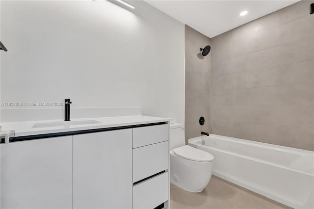 1563 NW 94th Way Unit 09, Coral Springs, FL 33071 - bathroom featuring vanity, shower / bath combination, tile patterned flooring, and recessed lighting