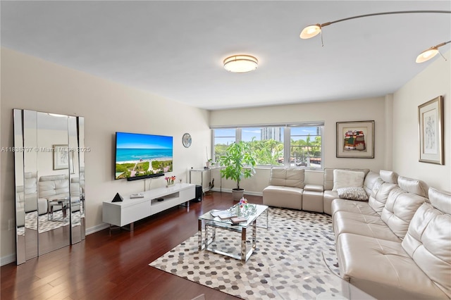1700 NE 105th St Unit 312, Miami Shores, FL 33138 - living room featuring wood finished floors and baseboards