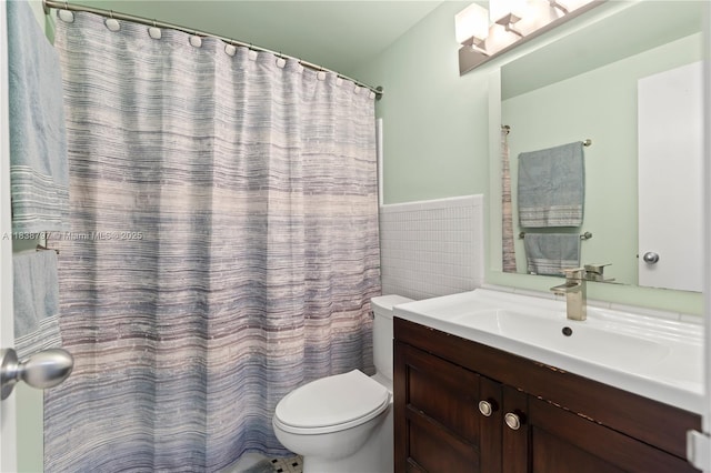 1700 NE 105th St Unit 312, Miami Shores, FL 33138 - bathroom with vanity, tile walls, and curtained shower