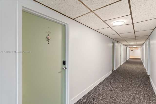 1700 NE 105th St Unit 312, Miami Shores, FL 33138 - corridor with dark colored carpet and a paneled ceiling