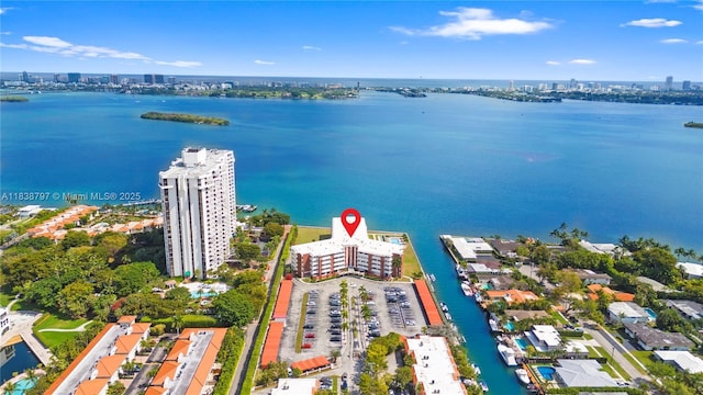 1700 NE 105th St Unit 312, Miami Shores, FL 33138 - aerial overview of property's location featuring nearby urban area and a large body of water