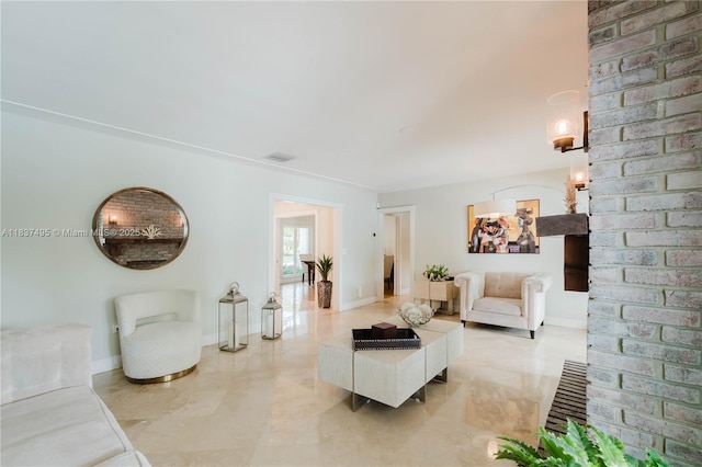 8501 SW 72nd Ter, Miami, FL 33143 - living room featuring light marble finish floors
