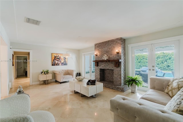 8501 SW 72nd Ter, Miami, FL 33143 - living room with a fireplace and french doors