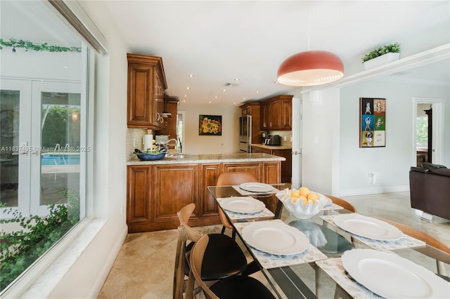8501 SW 72nd Ter, Miami, FL 33143 - dining area with recessed lighting and french doors