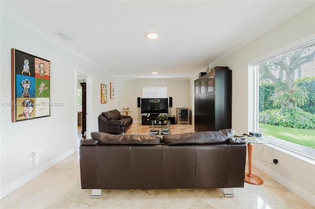 8501 SW 72nd Ter, Miami, FL 33143 - living area with baseboards and ornamental molding