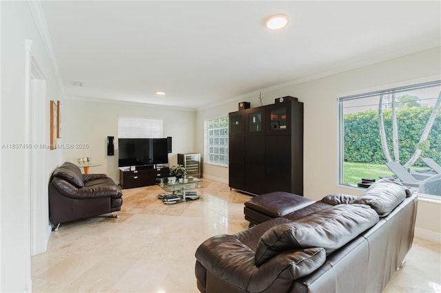 8501 SW 72nd Ter, Miami, FL 33143 - living room featuring crown molding and recessed lighting