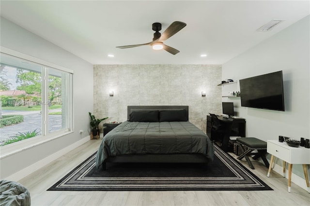 8501 SW 72nd Ter, Miami, FL 33143 - bedroom with wood finished floors, ceiling fan, and recessed lighting