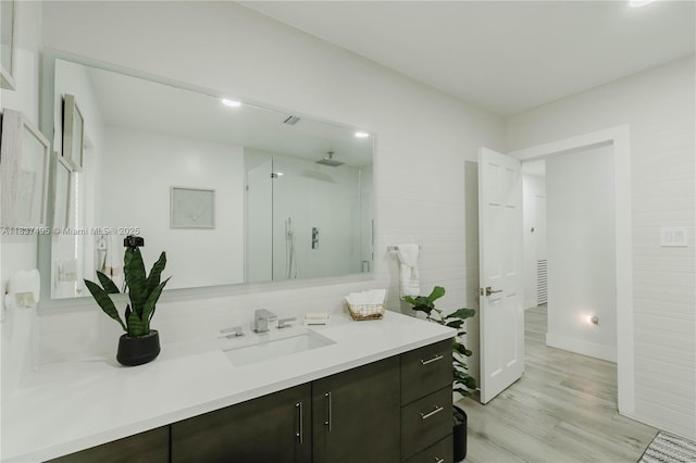 8501 SW 72nd Ter, Miami, FL 33143 - full bath featuring vanity, wood finished floors, and walk in shower