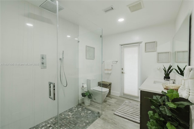 8501 SW 72nd Ter, Miami, FL 33143 - bathroom featuring vanity, an enclosed shower, and wood finished floors