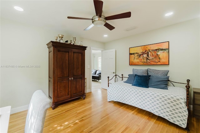 8501 SW 72nd Ter, Miami, FL 33143 - bedroom with light wood-type flooring, recessed lighting, and a ceiling fan