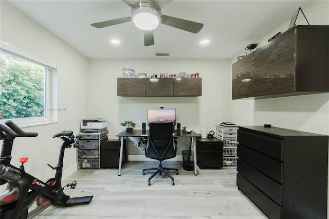 8501 SW 72nd Ter, Miami, FL 33143 - office space featuring light wood finished floors, ceiling fan, and recessed lighting