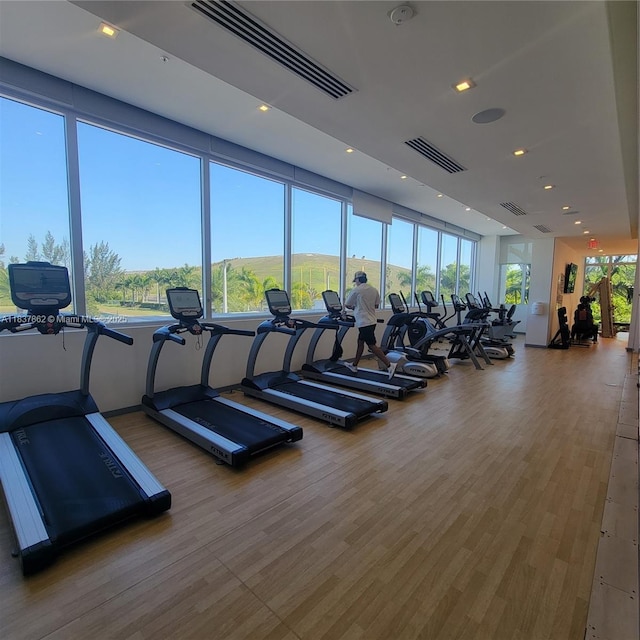 10440 NW 67th St Unit 10440, Doral, FL 33178 - gym featuring wood finished floors and recessed lighting