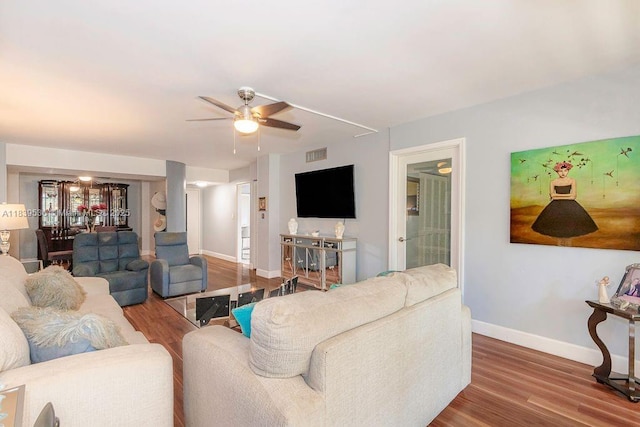 2814 N 46th Ave Unit H277, Hollywood, FL 33021 - living room with ceiling fan and wood finished floors