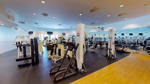 5600 Collins Ave Unit 10A, Miami Beach, FL 33140 - exercise room featuring recessed lighting