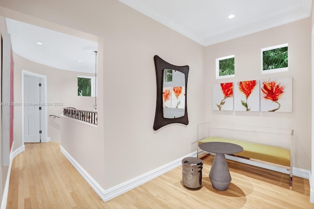 315 E Rivo Alto Dr, Miami Beach, FL 33139 - hallway with wood finished floors, recessed lighting, and ornamental molding