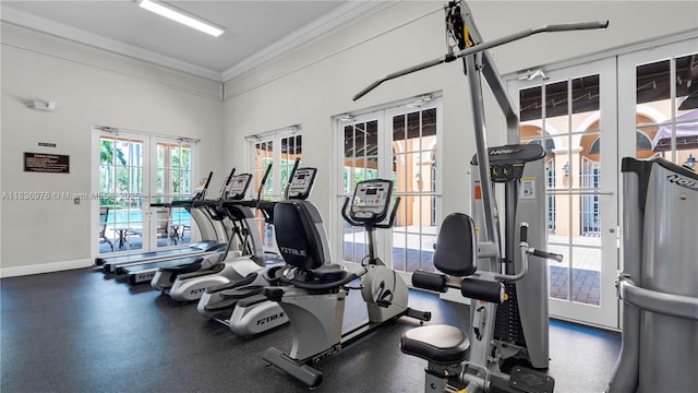 814 SW 147th Ave Unit 3606, Pembroke Pines, FL 33027 - exercise room with french doors and crown molding