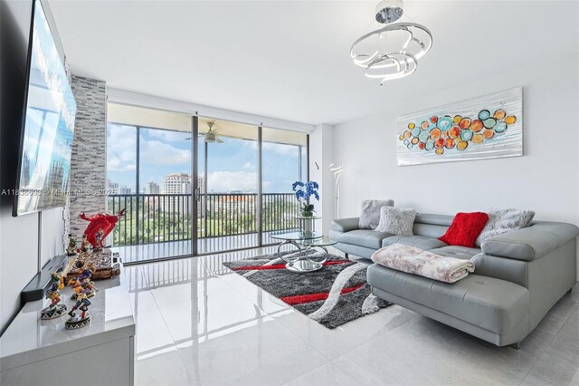 20379 W Country Club Dr Unit 1436, Aventura, FL 33180 - tiled living area with a chandelier