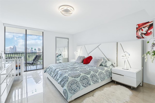 20379 W Country Club Dr Unit 1436, Aventura, FL 33180 - bedroom with access to outside, floor to ceiling windows, a view of city, and light tile patterned floors