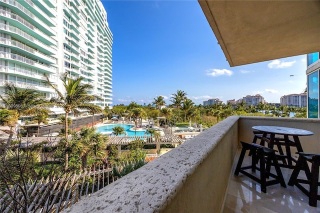 300 S Pointe Dr Unit 501, Miami Beach, FL 33139 - balcony featuring view of pool and a view of city