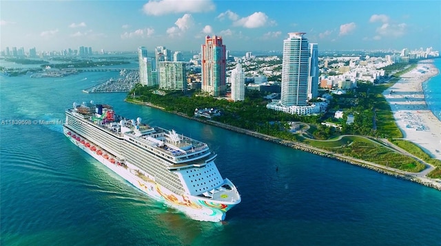 300 S Pointe Dr Unit 501, Miami Beach, FL 33139 - aerial view of skyline and a large body of water