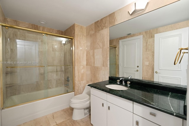 445 Grand Bay Dr Unit 1011, Key Biscayne, FL 33149 - full bath with vanity, enclosed tub / shower combo, and tile walls