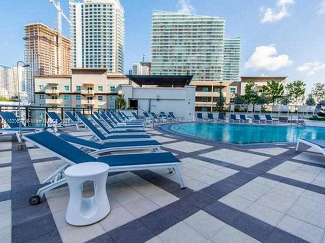 999 SW 1st Ave Unit 1609, Miami, FL 33130 - community pool with a city view and a patio