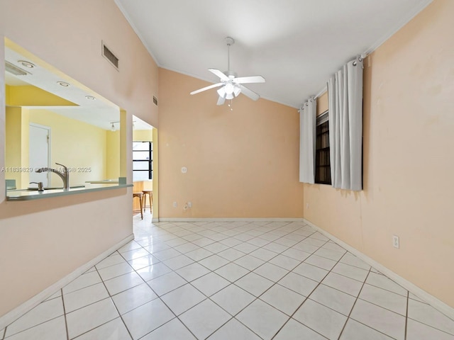 1440 Egret Rd, Homestead, FL 33035 - empty room with ceiling fan, ornamental molding, and light tile patterned flooring