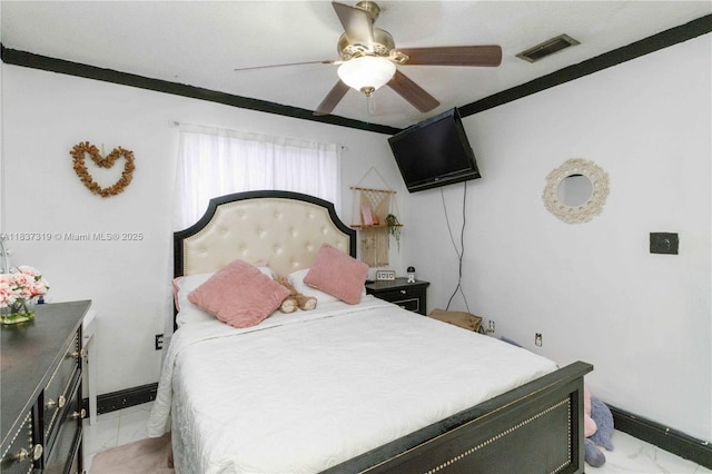 231 E 41st St, Hialeah, FL 33013 - bedroom featuring a ceiling fan and ornamental molding