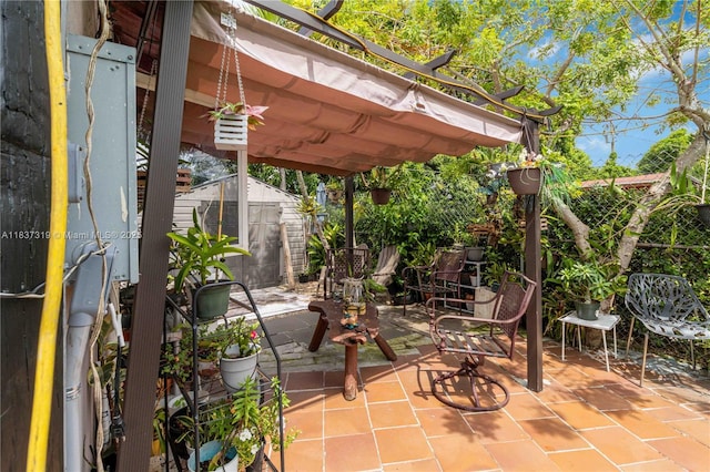 231 E 41st St, Hialeah, FL 33013 - view of patio featuring a shed and a pergola