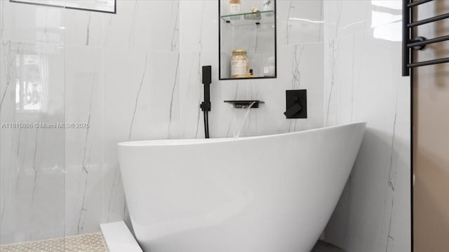 18701 Shauna Manor Dr, Boca Raton, FL 33496 - bathroom featuring a soaking tub and a shower
