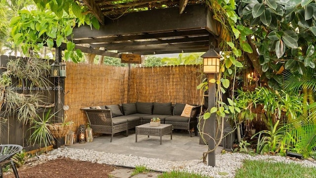 18701 Shauna Manor Dr, Boca Raton, FL 33496 - fenced backyard featuring an outdoor hangout area, a pergola, and a patio