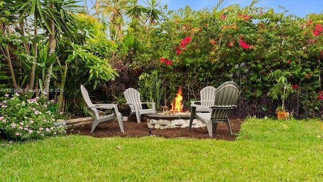 18701 Shauna Manor Dr, Boca Raton, FL 33496 - view of green lawn featuring an outdoor fire pit