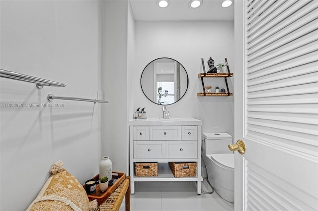 20379 W Country Club Dr Unit Ph38, Aventura, FL 33180 - half bathroom with vanity, tile patterned flooring, and recessed lighting