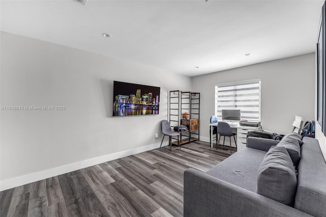 13305 SW 22nd Ter, Miami, FL 33175 - living area featuring wood finished floors, an office area, and recessed lighting